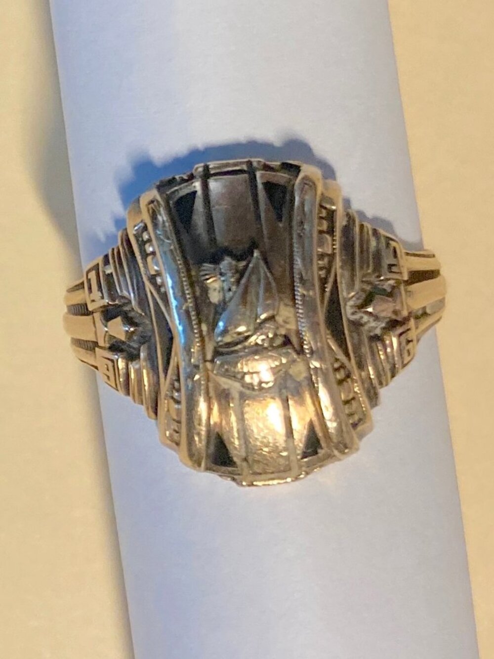 Vintage 10K Gold Modernist Brutalist Statement Ring Abstract Maker's Mark 9.5 7g